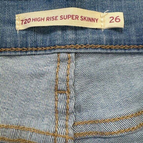 Levi's 720 High Rise Super Skinny Distressed Stretch Denim Womens 26 Roger That - Picture 10 of 11